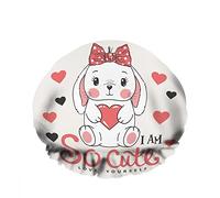 Double Waterproof Bathing Shower Cap Cute Rabbit Heart Bow Slogan Bunny Red Cartoon Reusable Fashion Shower Hat For Women Beauty, BathHair Spa, Home Hotel Travel Use
