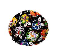 Double Waterproof Bathing Shower Cap Floral Summer Flowers Art Leaf Curl Branch Strokes Reusable Fashion Shower Hat For Women Beauty, BathHair Spa, Home Hotel Travel Use