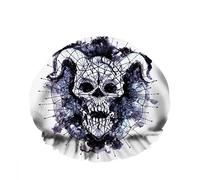 Double Waterproof Bathing Shower Cap Frightful Darkwhite Death Devil Head Skull Horn Line Reusable Fashion Shower Hat For Women Beauty, BathHair Spa, Home Hotel Travel Use