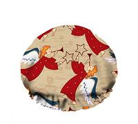 Double Waterproof Bathing Shower Cap Fun Angel Blew Horn Holding Five Star Stick Reusable Fashion Shower Hat For Women Beauty, BathHair Spa, Home Hotel Travel Use