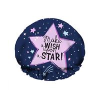 Double Waterproof Bathing Shower Cap Make Wish Upon Star Beautiful Dream Fairy Letter Reusable Fashion Shower Hat For Women Beauty, BathHair Spa, Home Hotel Travel Use