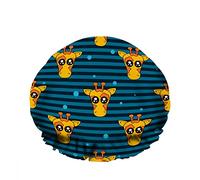 Double Waterproof Bathing Shower Cap Pastel Colors Giraffe Cute Cartoon Blue Line Dot Reusable Fashion Shower Hat For Women Beauty, BathHair Spa, Home Hotel Travel Use