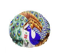 Double Waterproof Bathing Shower Cap Peacock Beautiful Peacock Enjoying Beauty Feathers Flowers Colors Reusable Fashion Shower Hat For Women Beauty, BathHair Spa, Home Hotel Travel Use