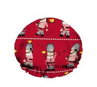 Double Waterproof Bathing Shower Cap Queens Guard Soldier Different Behavior Cute Cartoon Star Reusable Fashion Shower Hat For Women Beauty, BathHair Spa, Home Hotel Travel Use
