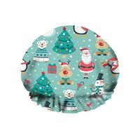 Double Waterproof Bathing Shower Cap Santa Deer Gifts Penguin Polar Bear Tree Snowman Reusable Fashion Shower Hat For Women Beauty, BathHair Spa, Home Hotel Travel Use