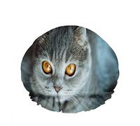 Double Waterproof Bathing Shower Cap Scottish Short Hair Cat Expressive Beautiful Orange Eyes Reusable Fashion Shower Hat For Women Beauty, BathHair Spa, Home Hotel Travel Use