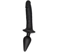 Double Whammy Black Silicone Butt Plug & Dildo Duo