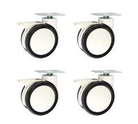 Double Wheel Polyurethane Swivel Casters Replacement Wheels for Medical Equipment Beauty Carts Universal Fit 62mm Set of 4 (Blanc 125mm/5inch)