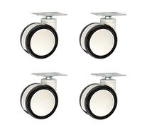 Double Wheel Polyurethane Swivel Casters Replacement Wheels for Medical Equipment Beauty Carts Universal Fit 62mm Set of 4 (Blanc 62mm/2.5inch)