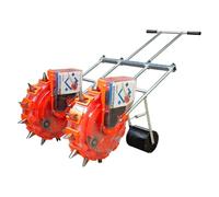 Double-Wheel Push Seeder, Manual Seeder Row Planter Handheld Seed Spreader, Upgraded Durable Brush, Thickened Stainless Steel Duckbill for Corn, Peanut, Cotton, Soy(10 Nozzles)