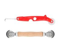 Double Wheel Sealing Roller with Wood Handle Roller Sieve Tool Retractor Roller for Piping Fly Screen Piping Tool