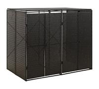 Double Wheelie Bin Shed, CIADAZ Privacy Screen Cover, Wheelie Bin Storage, Wheelie Bin Hideaways, Wheelie Bin Covers, Wheelie Bin Store, Black 140x80x117 cm Poly Rattan
