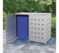 Double Wheelie Bin Shed Silver Stainless Steel 138x77.5x115cm 240L LockableUnit