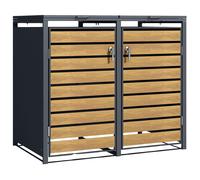 Double Wheelie Bin Storage, GB2213AWK, Oak Wood Effect, 80D x 132W x 116H CM Phoenix Safe Company Light Oak One Size