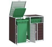 Double Wheelie Bin Storage Shed for 2 Bins - Weatherproof Steel Outdoor Hideaway, 144x81x113 cm, Ideal Garden or Patio Solution, Durable Brown Storage for Waste Bins