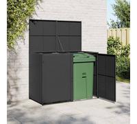 Double Wheelie Bin Storage Shed Rattan Garden Store 148x77x111cm Lockable