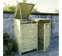 Double Wheelie Bin Store, Fully Boarded Sides, Pressure Treated Wood - Fsc Certified