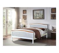 (Double, White) 3ft 4ft6 5ft Solid Wooden Curved Bed Frame in Grey or White