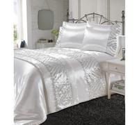 (Double, White) Kampala Hill Shimmer Sequin Embellished Duvet Cover Set Bedding Set