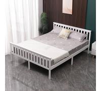 (Double, White) WestWood Single Double King Bed Solid Pine Frame Bedroom Footboard Grey White