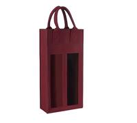 Double Wine Bag With Window - Felt Bottle Gift Carrier Tote With Handle for Party Favors, Travel, Wedding, Christmas - Reusable for Any Occasion (1pc)