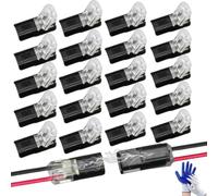 Double-Wire Plug-in Connector LED Light Strip Connectors 2 Pin,Double Wire Plug in Connector, Quick-Clip Fasteners,Conector Enchufable De Doble Hilo - Simple, and Reusable (150Pcs) (20Pcs)