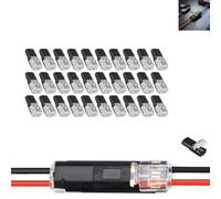 Double Wire Plug in Connector with Locking Buckle, 2-Pin Low Voltage Wire Connectors with Locking Buckle, Quick-Clip Fasteners Multi-Purpose Snap-On Blocks, No Wire Stripping Cutting (30 PCS,Black)