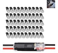 Double Wire Plug in Connector with Locking Buckle, 2-Pin Low Voltage Wire Connectors with Locking Buckle, Quick-Clip Fasteners Multi-Purpose Snap-On Blocks, No Wire Stripping Cutting (50 PCS,Black)