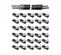 Double-Wire Push-in Connector with Locking Buckle, Quick Dual Wire Terminal Block 2 Pin Peel-Free Push-Type Connectors, Push-in Conductor Terminal Block, Splicing Connectors for Circuit (30 PCS)