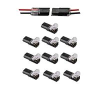 Double-Wire Push-in Connector with Locking Buckle, Quick Dual Wire Terminal Block 2 Pin Peel-Free Push-Type Connectors, Push-in Conductor Terminal Block, Splicing Connectors for Circuit (10 PCS)