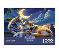 Double Wolves at Night 1000 Pieces Jigsaws for Adults Impossible Beautiful Home Decoration Art Colorful DIY Craft 52x38cm/1000pcs
