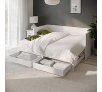 Double Wooden Day Bed with Trundle and Storage in White - Lincoln