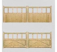 Double Wooden Driveway Gates - 3ft x 50in, Double Door Swing - (90cm H x 182cm W)