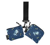 Double Wrist Wallet for Women Space Dinosaur Aliens Fashion Mini Credit Card Case with Wrist Strap for Men and Women, 2 Pack, Multicolor, 4.13"(L) x, multi-coloured, 4.13"(L) x 3.5"(W), Travel