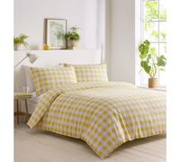(Double, Yellow) Gingham duvet cover sets new check bedding sunshine yellow baby pink light blue