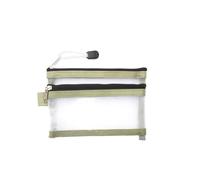 Double Zipper Nylon Cosmetic Bags Small Mesh Women Clear Storage Makeup Bags(Green)