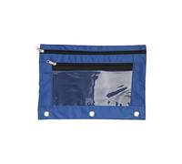Double Zipper Pen Bag School Pencil Pouch File Bag 3 Ring Binder Pencil Pencil, blue (royal)
