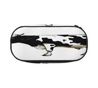 Double Zipper Pencil Case with Mesh Pocket & 4 Pen Loops, Large School Supply Organizer, Makeup Pouch for Students, Artists, Travel, Cow in Black White Pen bag, Durable Oxford Fabric Pencil Box Holder