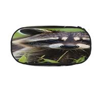 Double Zipper Pencil Case with Mesh Pocket & 4 Pen Loops, Large School Supply Organizer, Makeup Pouch for Students, Artists, Travel, Cute Raccoon Pen bag, Durable Oxford Fabric Pencil Box Holder