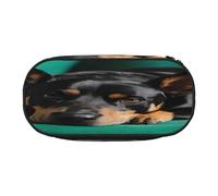 Double Zipper Pencil Case with Mesh Pocket & 4 Pen Loops, Large School Supply Organizer, Makeup Pouch for Students, Artists, Travel, Dachshund Dog Pen bag, Durable Oxford Fabric Pencil Box Holder