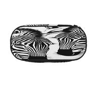 Double Zipper Pencil Case with Mesh Pocket & 4 Pen Loops, Large School Supply Organizer, Makeup Pouch for Students Travel, Abstract Animal Zebra Pen bag, Durable Oxford Fabric Pencil Box Holder