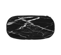 Double Zipper Pencil Case with Mesh Pocket & 4 Pen Loops, Large School Supply Organizer, Makeup Pouch for Students, Artists, Travel, Black white marble Pen bag, Durable Oxford Fabric Pencil Box Holder