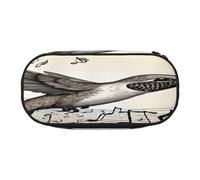 Double Zipper Pencil Case with Mesh Pocket & 4 Pen Loops, Large School Supply Organizer, Makeup Pouch for Students, Artists, Travel, Music Symbol Pen bag, Durable Oxford Fabric Pencil Box Holder