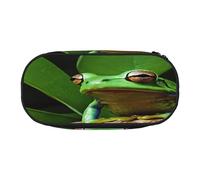 Double Zipper Pencil Case with Mesh Pocket & 4 Pen Loops, Large School Supply Organizer, Makeup Pouch for Students, Artists, Travel, Peace Tree Frog Pen Bag, Durable Oxford Fabric Pencil Box Holder