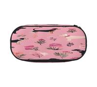 Double Zipper Pencil Case with Mesh Pocket & 4 Pen Loops, Large School Supply Organizer, Makeup Pouch for Students Travel, French Bulldog flowers Pen bag, Durable Oxford Fabric Pencil Box Holder