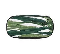 Double Zipper Pencil Case with Mesh Pocket & 4 Pen Loops, Large School Supply Organizer, Makeup Pouch for Students Travel, Tropical Banana Palm Leaves Pen bag, Durable Oxford Fabric Pencil Box Holder