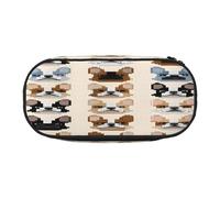 Double Zipper Pencil Case with Mesh Pocket & 4 Pen Loops, Large School Supply Organizer, Makeup Pouch for Students Travel, I Love French Bulldog Pen bag, Durable Oxford Fabric Pencil Box Holder