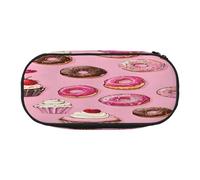 Double Zipper Pencil Case with Mesh Pocket & 4 Pen Loops, Large School Supply Organizer, Makeup Pouch for Students, Artists, Travel, Cupcakes Donuts Pen bag, Durable Oxford Fabric Pencil Box Holder