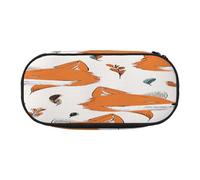 Double Zipper Pencil Case with Mesh Pocket & 4 Pen Loops, Large School Supply Organizer, Makeup Pouch for Students, Artists, Travel, Many foxes Pen bag, Durable Oxford Fabric Pencil Box Holder
