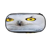 Double Zipper Pencil Case with Mesh Pocket & 4 Pen Loops, Large School Supply Organizer, Makeup Pouch for Students, Artists, Travel, Snowy Owl Eyes Pen bag, Durable Oxford Fabric Pencil Box Holder